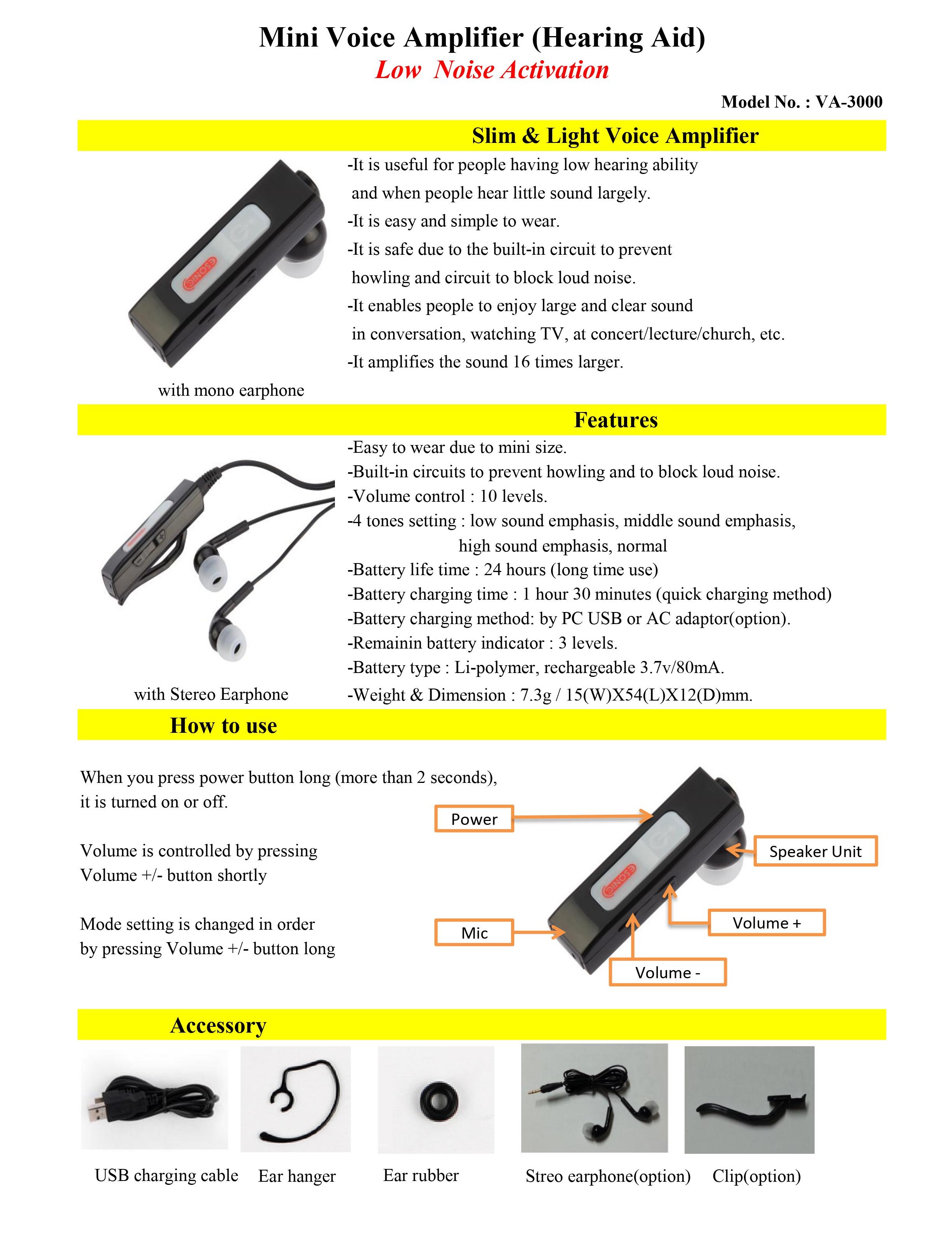 Mini Voice Amplifier User's Guide (SE-3000)